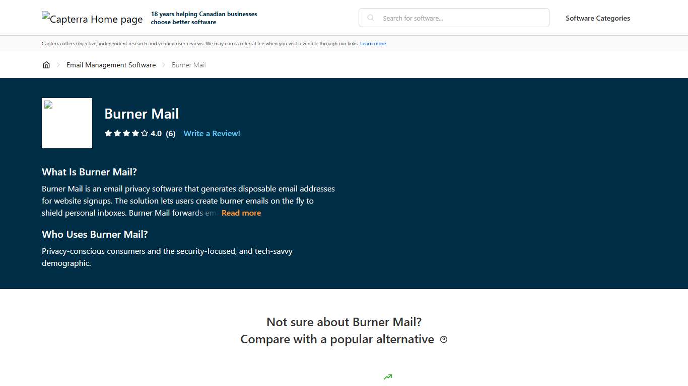 Burner Mail Pricing, Reviews & Features - Capterra Canada 2026